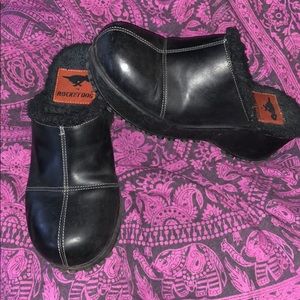 Rocket Dog wedge leather faux fur clogs 8.5